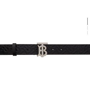 Burberry belt black leather monogram TB belt